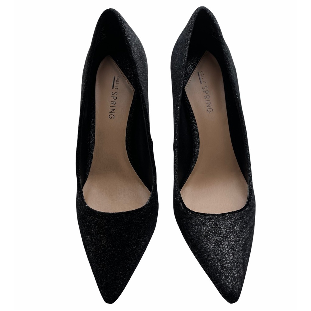 CALL IT SPRING Heels Pointed Toe Pump Black Sparkle NEW - Picture 5 of 15